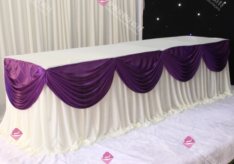 Fashion white Ice Silk Solid Table Skirt Wedding Table Skirting 20ft length
