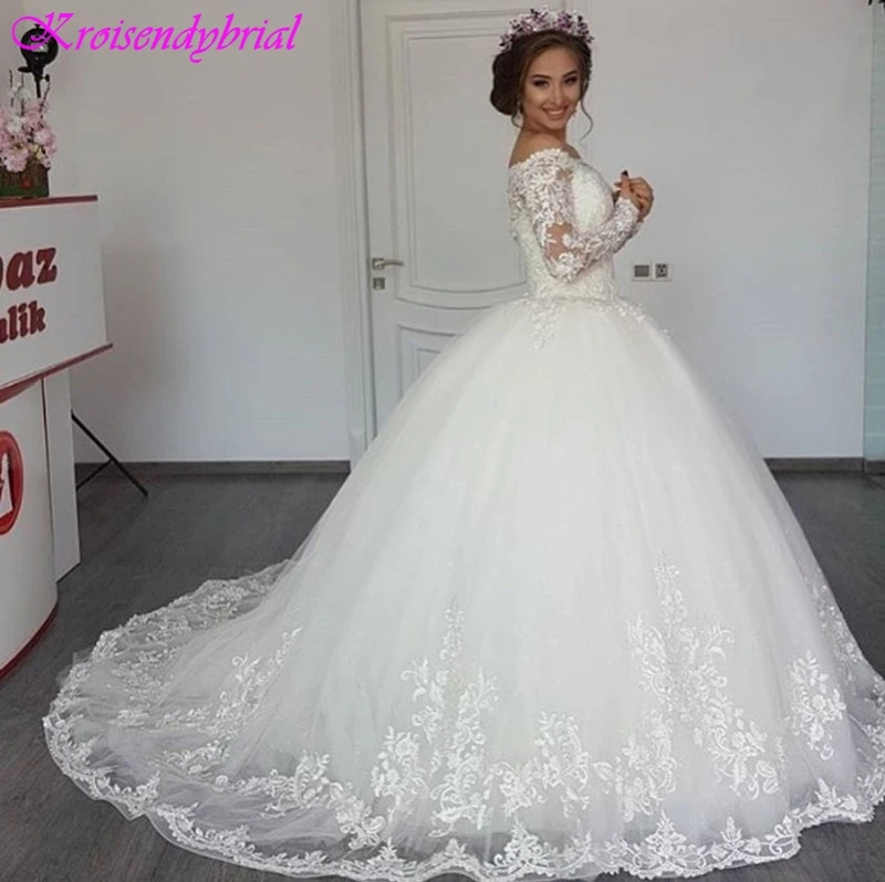 Винтажное кружевное свадебное платье с длинными рукавами QFS036 Vestidos De Noiva красивые