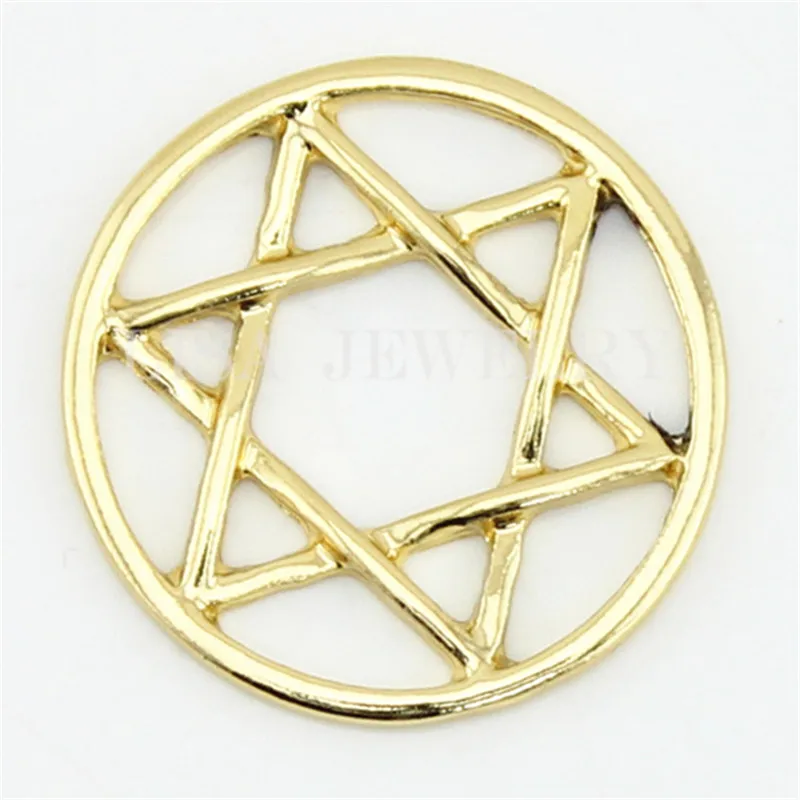 

Free Shipping 5 pieces/lot Gold Tone Star Of David Judaism Hexagram Locket Plates FOR Floating Memory Living Locket Necklace