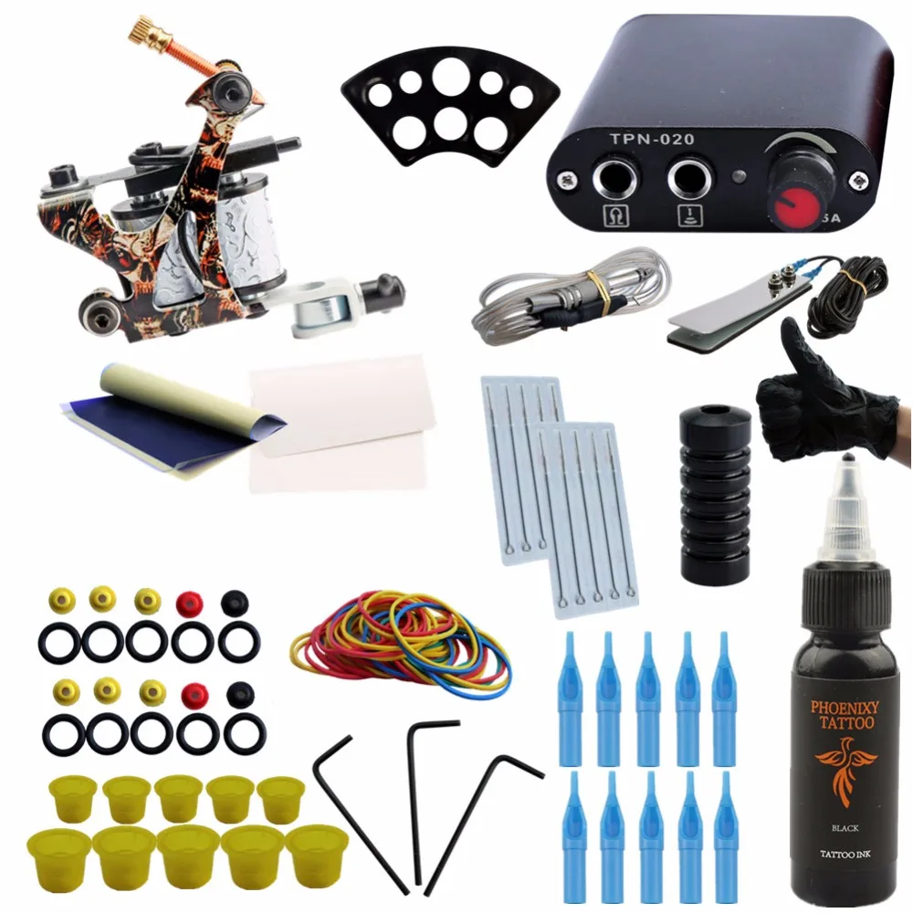 

Beginner Tattoo Kit 1 Machine Guns 30ml Black Inks Power Supply Tattoo Accessories Permanent Makeup Body Art Tattoo Machine Set