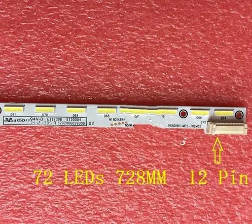 2 шт./лот 58pff3250 l58f3700a v580hj1-me2 светодиодная подсветка бара v580hk1-me2-trem05 72leds 728 мм 12 Булавки