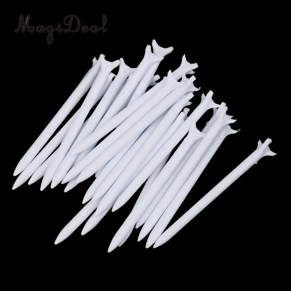MagiDeal 25 Pieces Durable 82mm Plastic Golf Tees Set Golf Accessories White