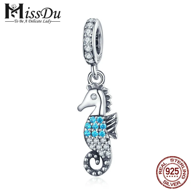 

925 Sterling Silver Nautical Seahorse Ocean Dazzling CZ Pendant Charms Fit Bracelets Pendant Necklace Jewelry SCC938