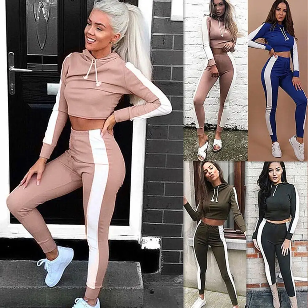 2018 Women Tracksuits Sport Suits Sweatshirt and Pants 2 Pcs Running