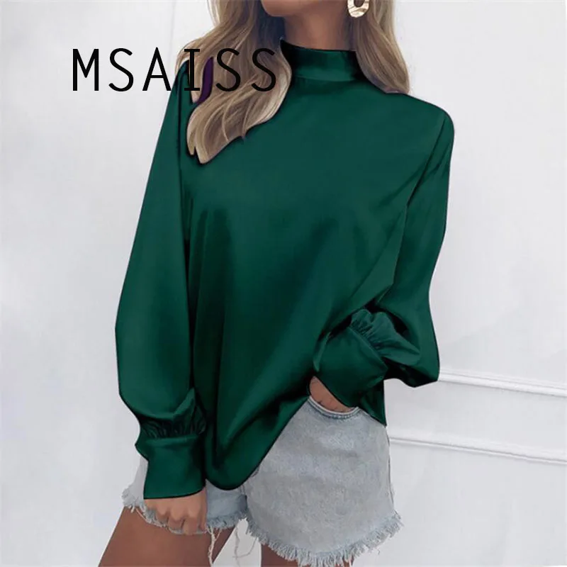 Msaiss Шифоновая блузка Для женщин топы с длинным рукавом o-образным вырезом Повседневная обувь рубашки элегантные женские блузки
