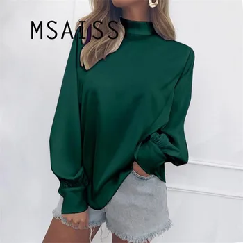 

MSAISS Chiffon Blouse Women Tops Long Sleeve O-Neck Work Wear Shirts Elegant Lady Blouses Casual Solid Color Blusas