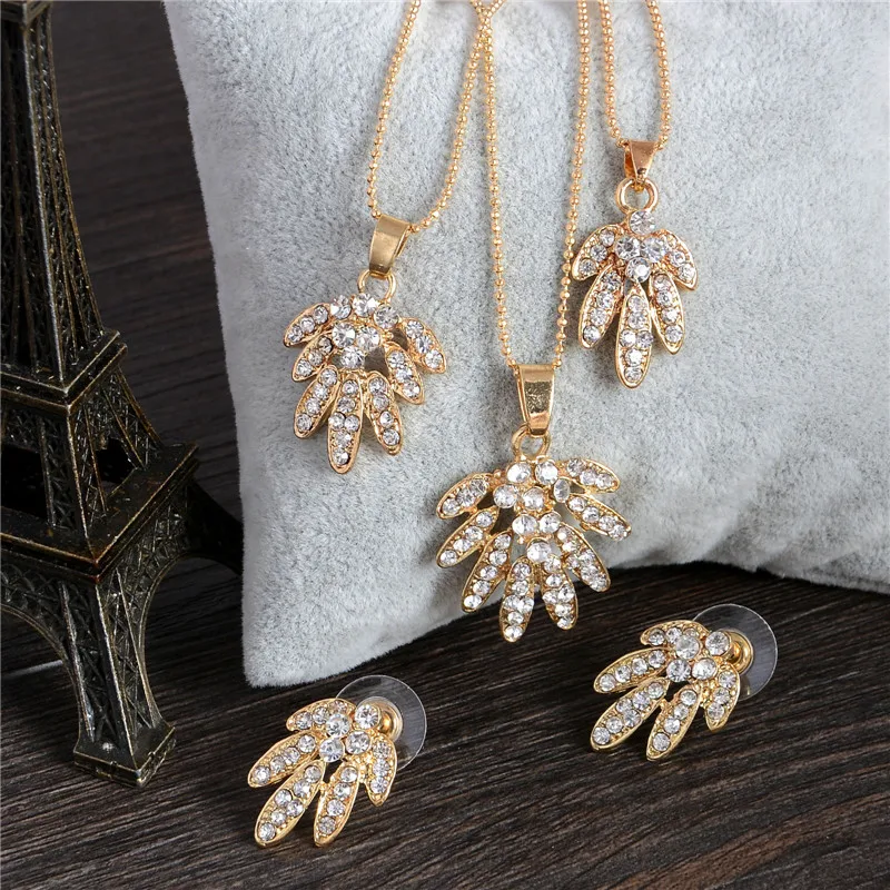 Ювелирный Комплект из колье и серёг с кристаллами|wedding jewelry sets|crystal setfashion set |