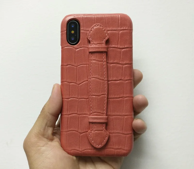 genunie leather handle holder cover case for iPhone x xs max
