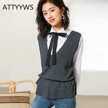 Новая женская жилетка, однотонный кашемировый вязаный женский пуловер, мягкий и удобный свитер без рукавов с v-образным вырезом