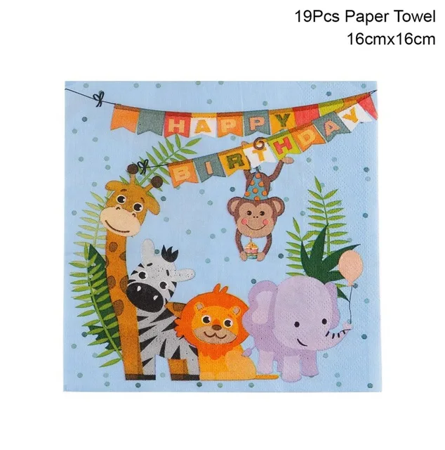 FENGRISE, животные шарики для день рождения, джунгли, вечерние для вечеринки в стиле сафари, джунгли, тематические вечерние шары, декор для дня рождения, Детские шары на день рождения - Цвет: paper towel