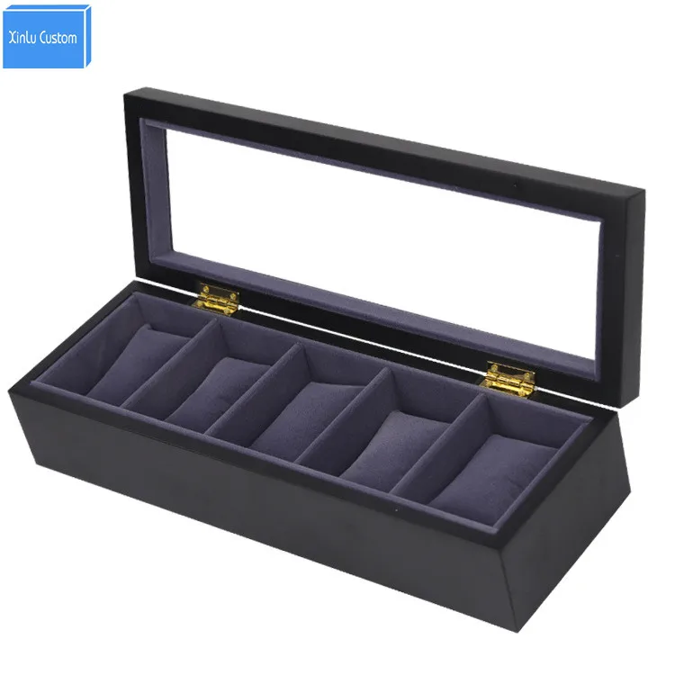 luxury Design 2017 New Muted Black Wooden 5 Slots Watch Gift Boxes