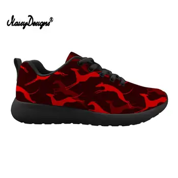 

Fashion Women Custom Shoes Black Sneakers Lace-Up Casual Chunky Ladies Light Flats Greyhound Prints Zapatos Mujer Dropshipping