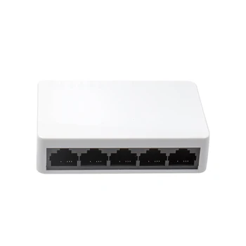 

RJ45 5 Ports Network Switch Fast Ethernet 10/100Mbps LAN Switcher Hub with Power Adapter for Desktop PC