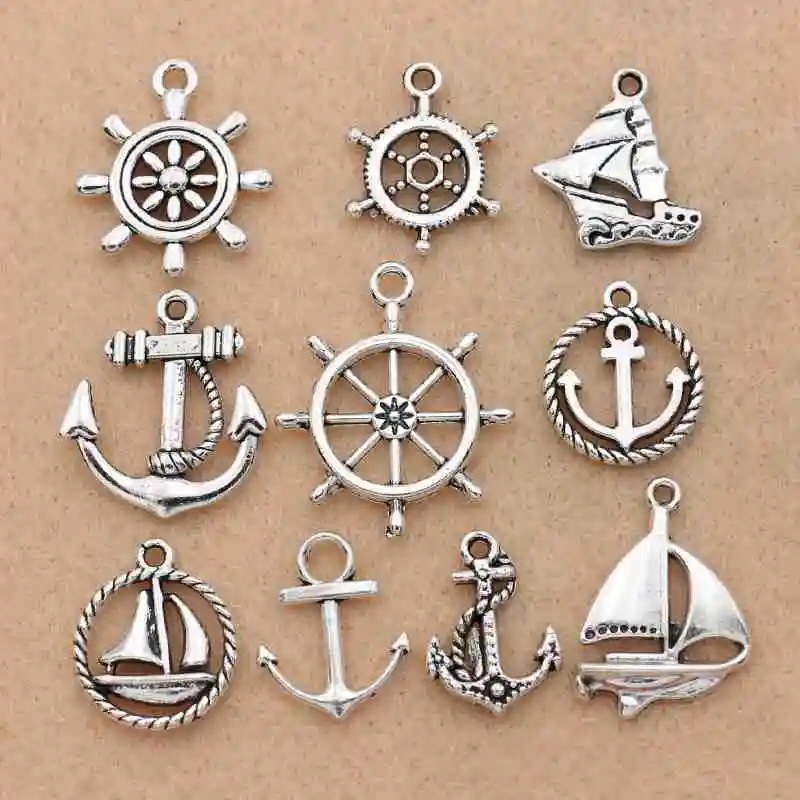 

Mix Tibetan Silver Plated Anchor Boat Ships Charm Pendants Jewelry Diy Jewelry Accessories Making DIY Findings 10styles