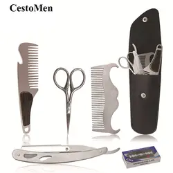 Cesto мужской 4 шт./компл. профессиональный триммер для волос ножницы для бороды и расческа в форме усов набор для мужчин наборы для стрижки и