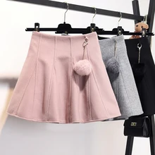 Ограниченное по времени предложение-юбка-пачка средней длины юбка в складку стиль преппи, Одноцветный оборками длиной выше колена Мини Длина завышенная талия осень-зима