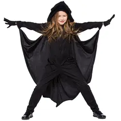 Дети Косплэй Bat Косплэй костюмы дети вампира одежда платье Хэллоуин комбинезоны ведьмы одежда перчатки