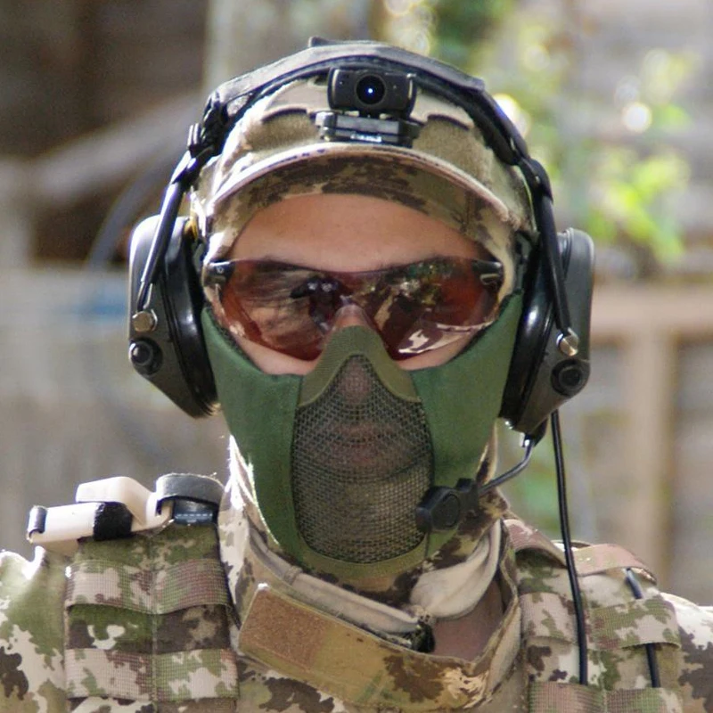 thumbnail image 2 of Foldable Half Face Airsoft Mesh Mask Cover, With Ear Protection, Adjustable 2 of 13