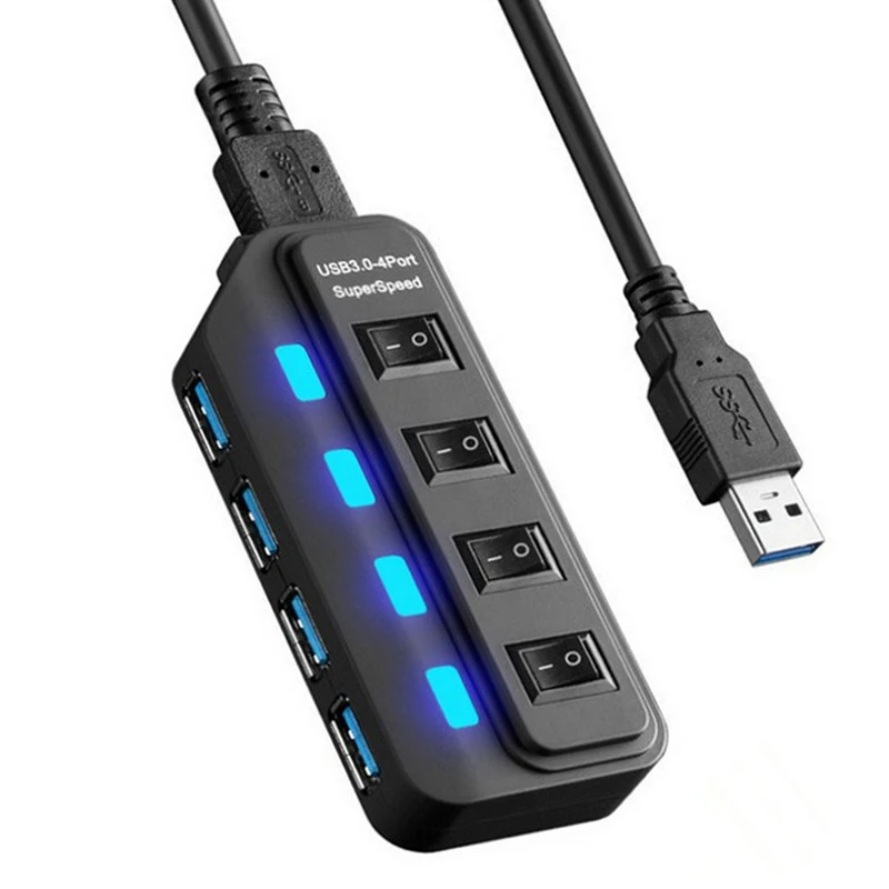 Высокоскоростной концентратор USB 3,0 с 4 и 7 портами с переключателем OnOff адаптер питания usb-хаб 3,0 для настольного ноутбука u-диск Компьютер Медиа зарядное устройство