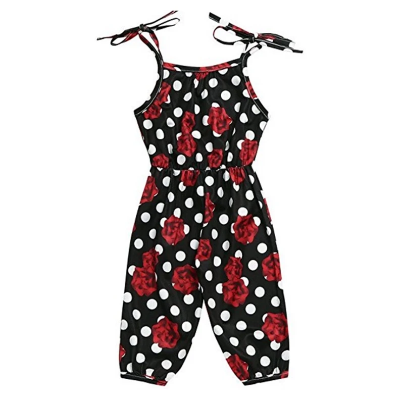 

Newborn Baby Girls Romper Floral Dot Strap Romper Harem Pants Clothes Outfits Jumpsuit Sister Is Installed Pink And Red 0-24M