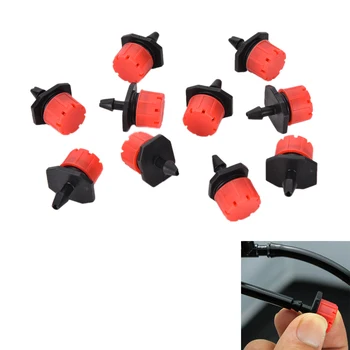 

10/20/50pcs Garden Irrigation Misting Micro Flow Dripper Drip Head 1/4'' Hose Adjustable Red Dripper Can Use In Garden