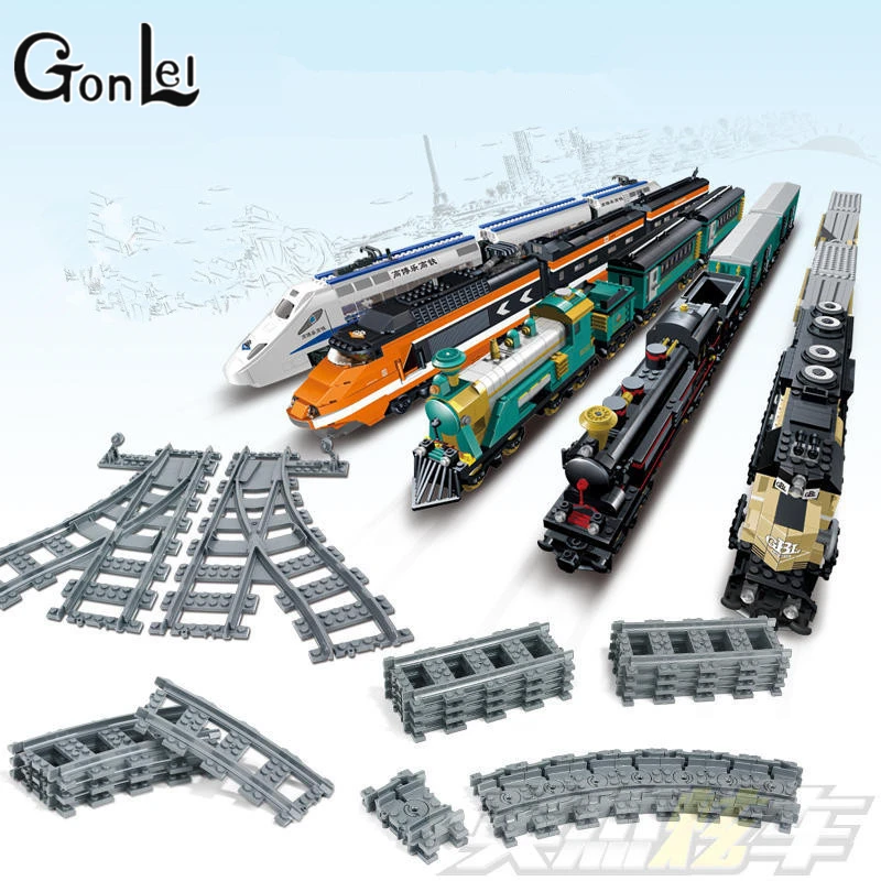 

GonLeI Building Blocks Toys for Children Rail Tracks for Train Straight & Curved & furcal & soft Tracks with Legoingly train