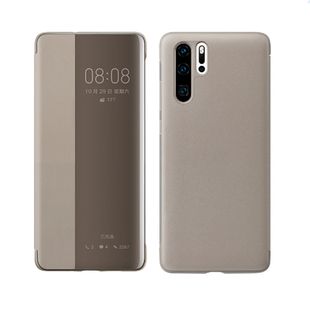 

For Huawei P30 Pro PU Leather Flip Case Window View Wake up/ Sleep Smart Touch Clear Protective Anti-drop Case For Huawei P30