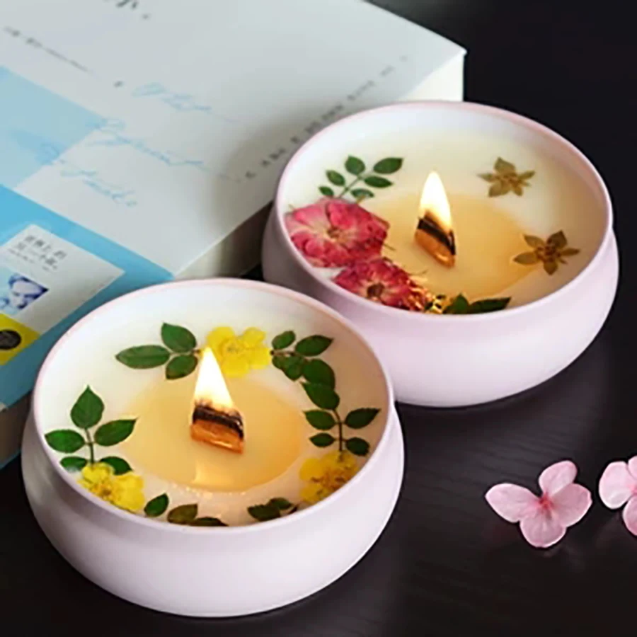 

Gift Soy Dried Flower Candle Wax Smokeless Tea Light Birthday Scented Candles Wedding Decoration Candele Candle Decoration 30C35