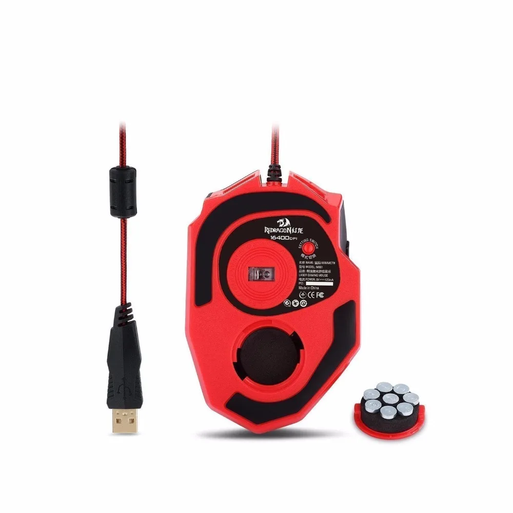 Redragon M801-RGB Programmable Laser Gaming Mouse12400 DPI for PC 9 Programmable Buttons 5 User Profiles Weight Tuning wireless laptop mouse