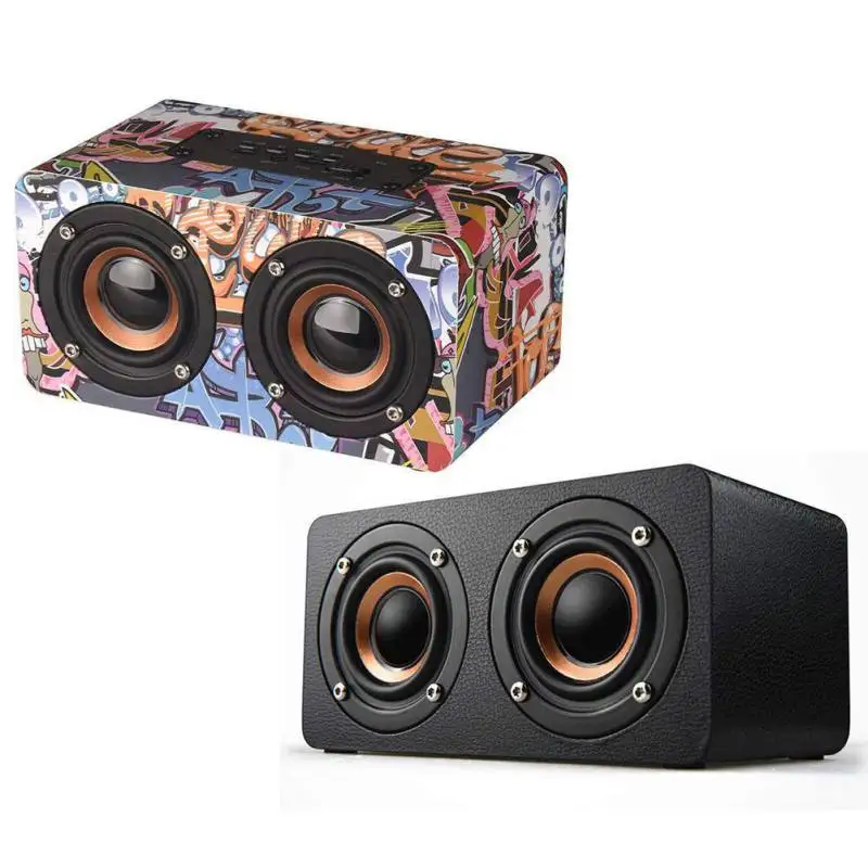 

M5 Fashion Portable Speaker Wireless Bluetooth Speaker Wooden Graffiti Wooden Cabinet Shocking HiFi Sound Quality
