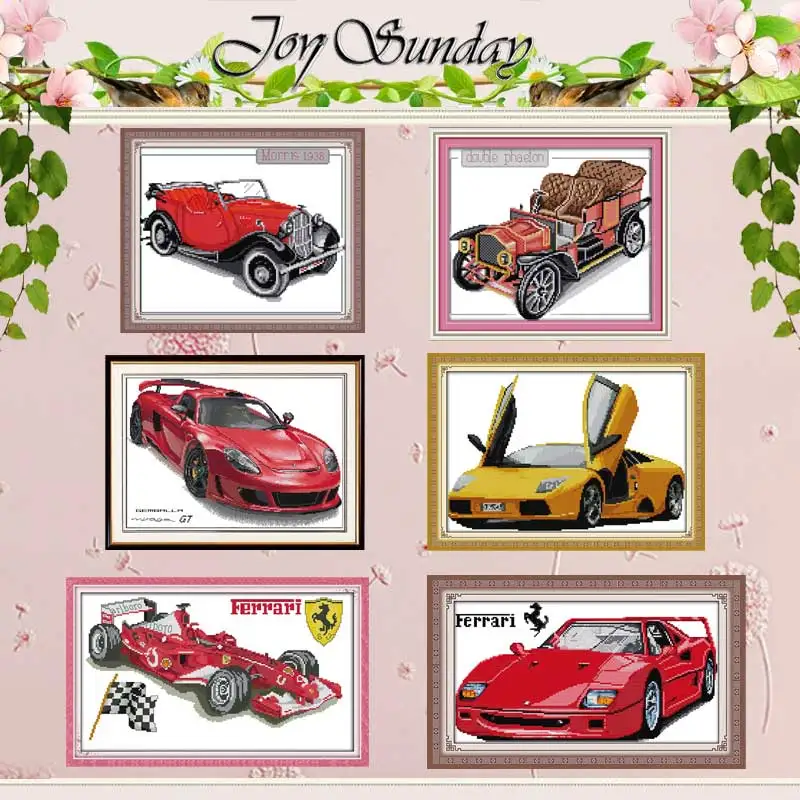 

Famous Car Red Facing Counted Cross Stitch 11CT 14CT Cross Stitch Set Wholesale DIY Cross-stitch Kits Embroidery Needlework
