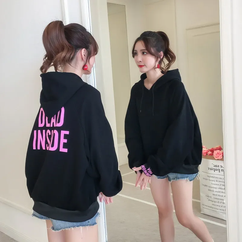 

Spring Hooded Sweaters Thin Simple Letter in the Back