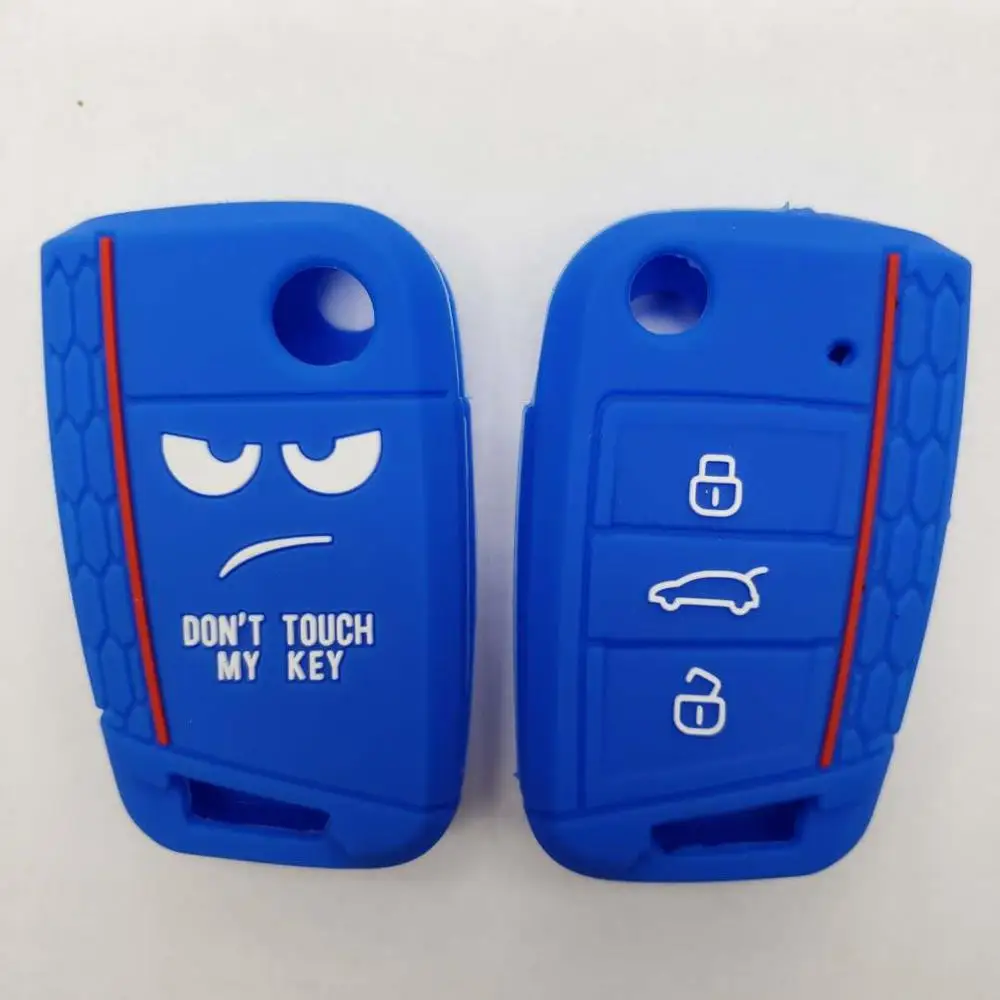 Dont Touch My Key Llave чехол силиконовый чехол для VW Golf 7 MK7 Seat Leon 3 Ibiza 4 5 Toledo 4 Arona Ateca Skoda Octavia 3 Пульт дистанционного управления - Название цвета: blue cover only