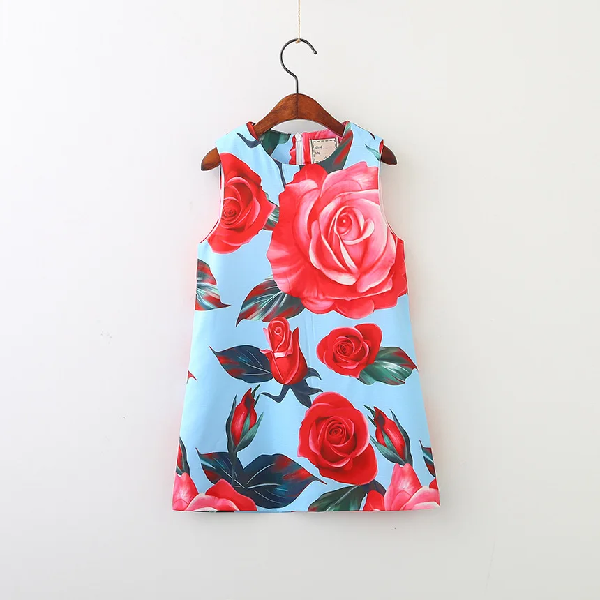

2-8 Years children girls Vest dresses 2018 new European floral print pattern style Quality Aline dress for girls party dress