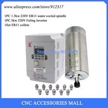 1.5kw ER11 24000 об/мин с водяным охлаждением двигателя шпинделя и частотно-регулируемым приводом инвертор 1.5kw 220 V мотор шпинделя контроллер DZB280B001.5L2DK