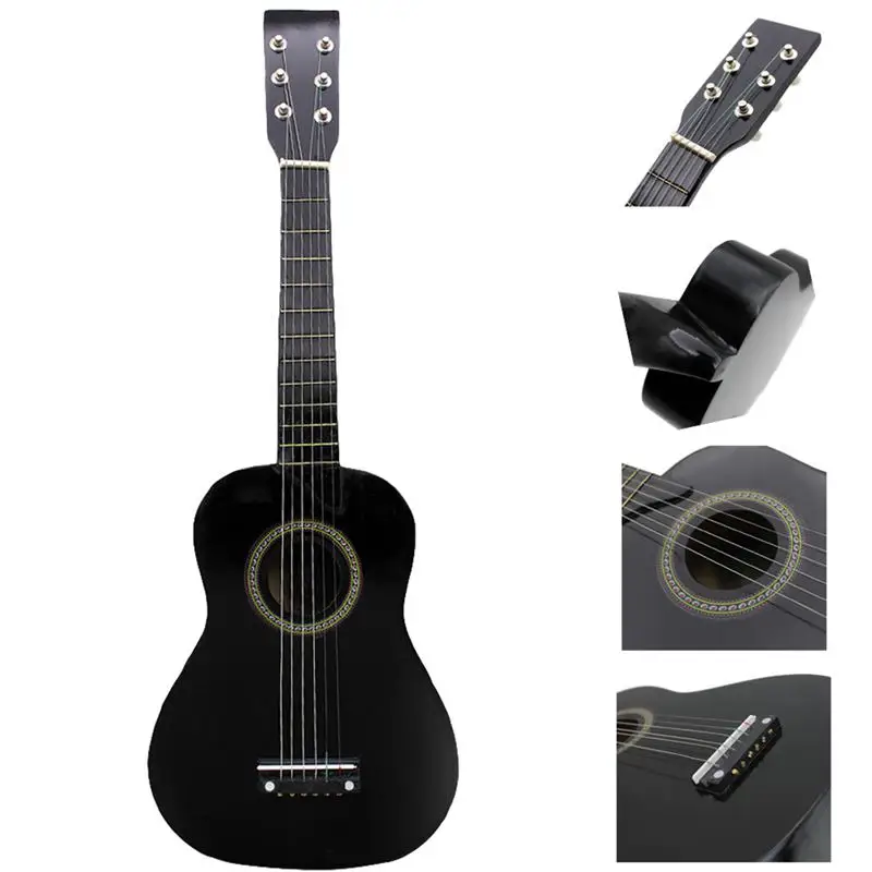 ABGZ-IRIN мини 23 дюймов липа 12 Лады 6 струнная акустическая гитара с pick и струны для детей/начинающих(черный - Цвет: 23 Inch Black