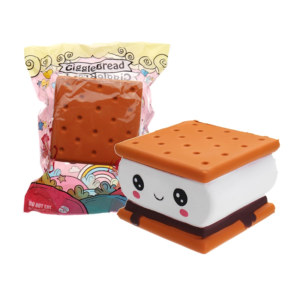 

Kawaii cake Biscuit bread for Squishy Slow Rising toy Chocolate Licensed Squeeze toy Jumbo squish toy for kids Gift lanyard