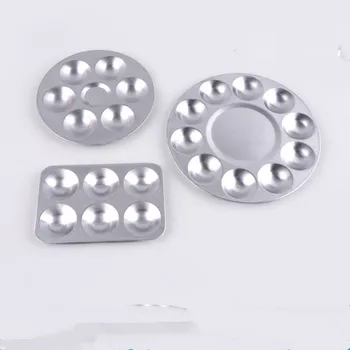 

1Pcs 10 Well Round Artist Watercolours Paint Mixing Palette Tray aluminum