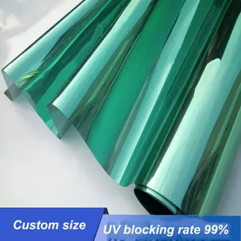 

Green Silver Color Solar Window mirror Film Self-adhensive Anti UV Heat Insulation Decorative Foil for Home Office Raamfolie
