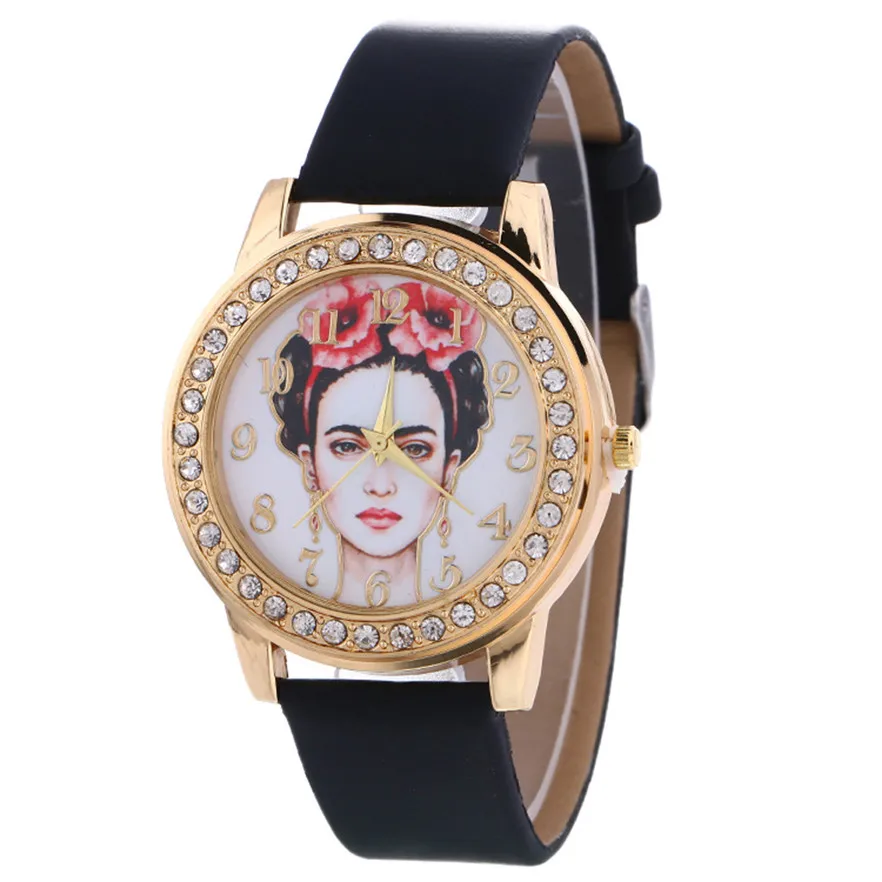 

New Arrive Dress Women Watches Stylish Crystal Rhinestones Quartz Wristwatch Lady Bracelet Relogio Casual Leather Watch