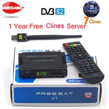 Satellite TV Receiver decoder Freesat V7 HD DVB-S2 +USB Wifi with 7 lines Europe Clines C-Clines support full powervu Newcamd