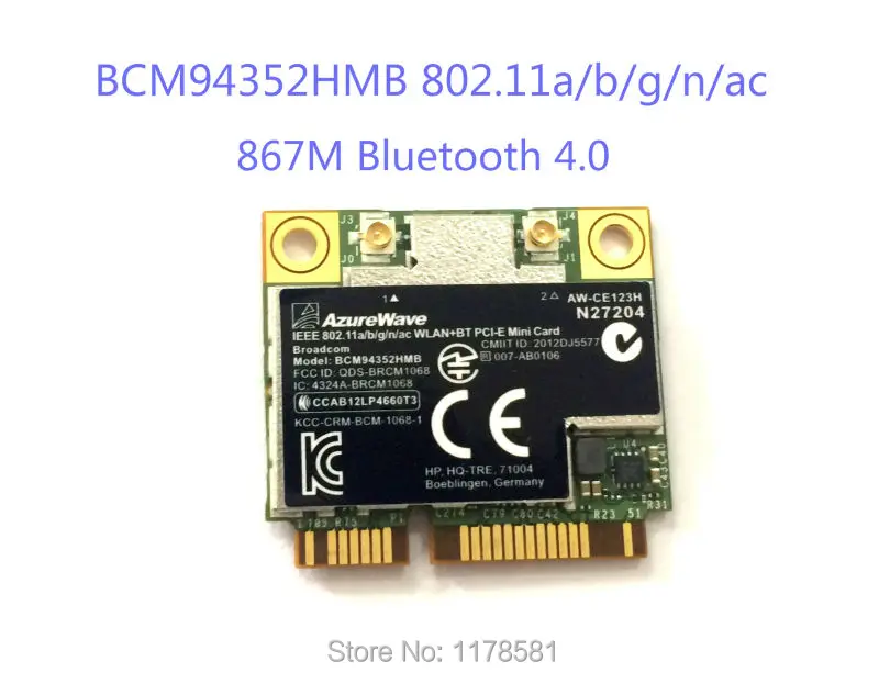 AW CE123H BCM4352 BCM94352HMB Half Mini PCIe PCI express Wireless WIFI WLAN BT Bluetooth Card 802