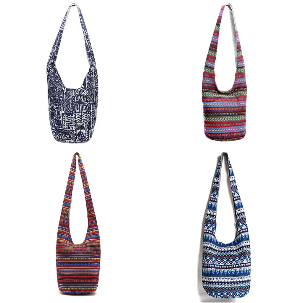 

Women's Fashion Retro New Big Cloth Tote Bohemian Shoulder Bag Flower Canvas Messenger Bag
