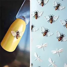 1 шт., 3D акриловые наклейки для ногтей с гравировкой в виде пчелы, водные наклейки для ногтей, модные эмаистичные наклейки для ногтей, водные горки, Decalsi Z094