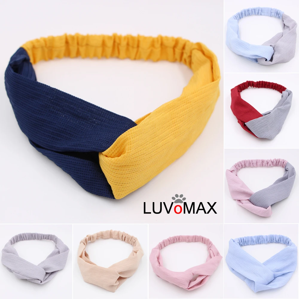 

2019 Summer Two Colors Cross Headbands Novelty Elastic Headwear Women Hair Accessories Solid Turban Hairbands Knotted Headwrap