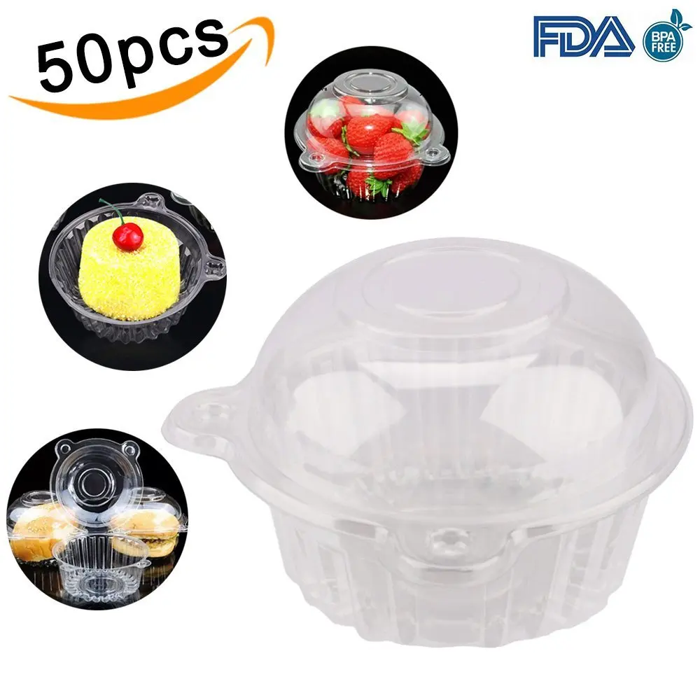 

50pcs Individual Plastic Cupcake Clear Muffin Dome Holders Cases Box Wrap Cups with Lids party decoration accessories