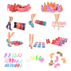 Модные Разноцветные сандалии, 10 пар, обувь на высоком каблуке, украшенная кристаллами, для куклы, одежда, аксессуары
