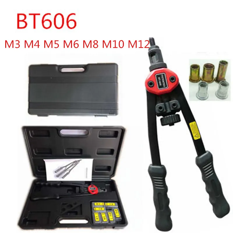 

Riveter Gun Auto rivet tool 12" Blind Rivet Nut Gun Heavy Hand INSER NUT Tool Manual Mandrels M3 M4 M5 M6 M8 M10 BT-606/603/605