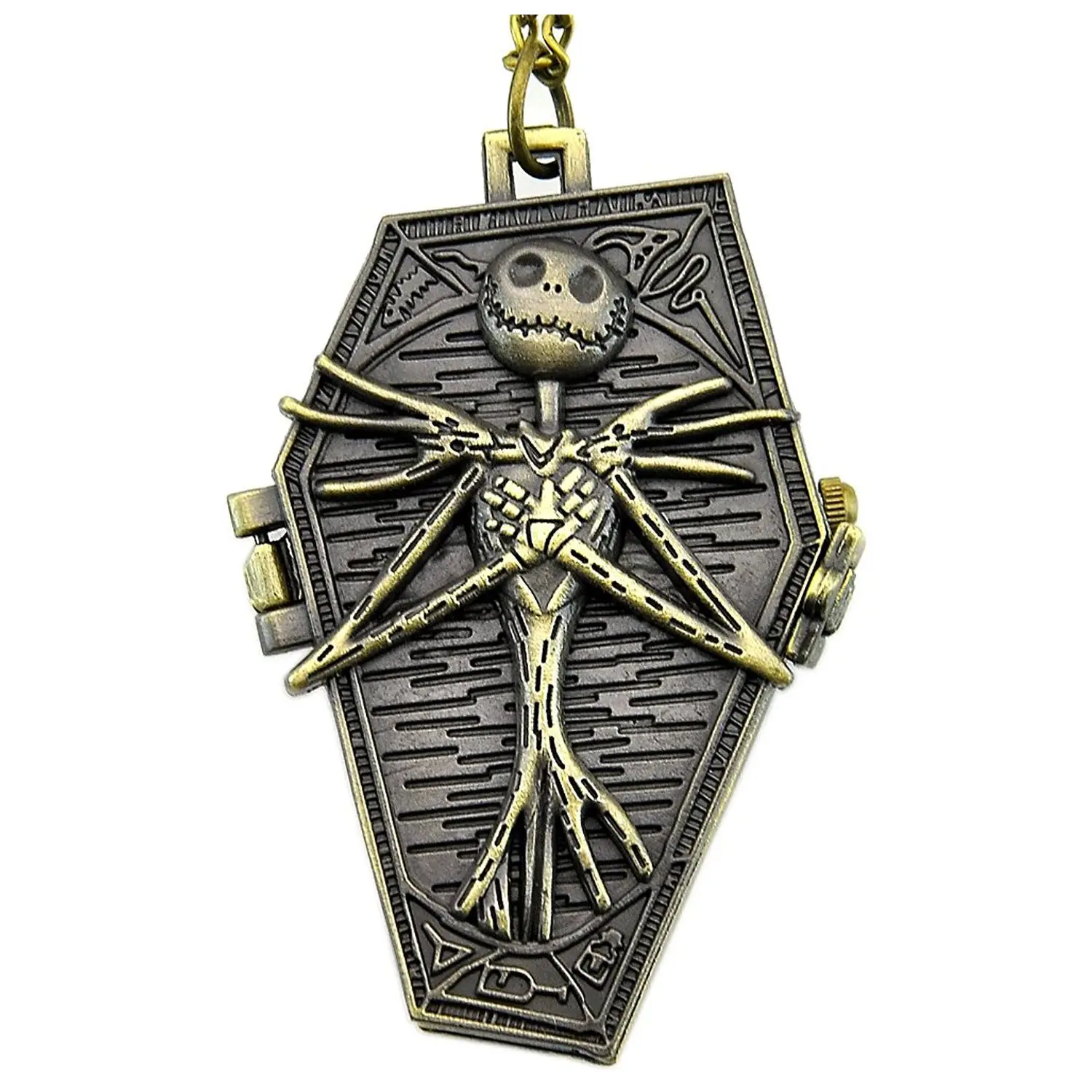 

Skull Bone Nightmare Before Christmas Pocket Quartz Watch Necklace Chain