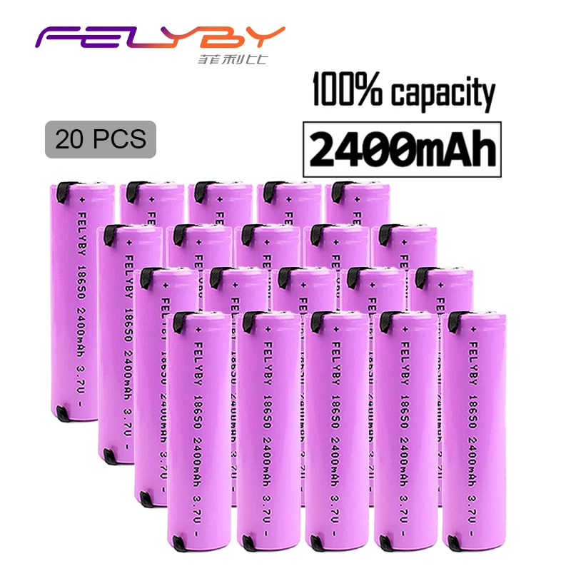 

Sales of High-quality 20PCS Battery 18650 lithium battery charger 2400mAh 3.7v rechargeable battery with USB charger
